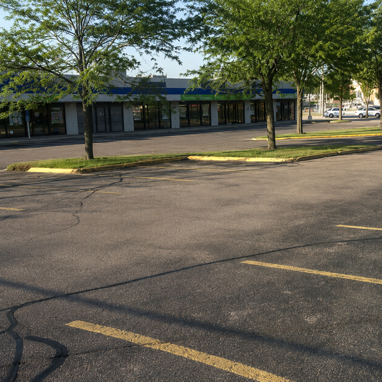 Parking lot before restriping